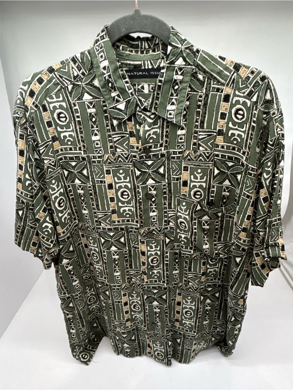 Vintage 90’s Natural Issue Green Button Down Short Sleeve  Hawaiian Shirt M